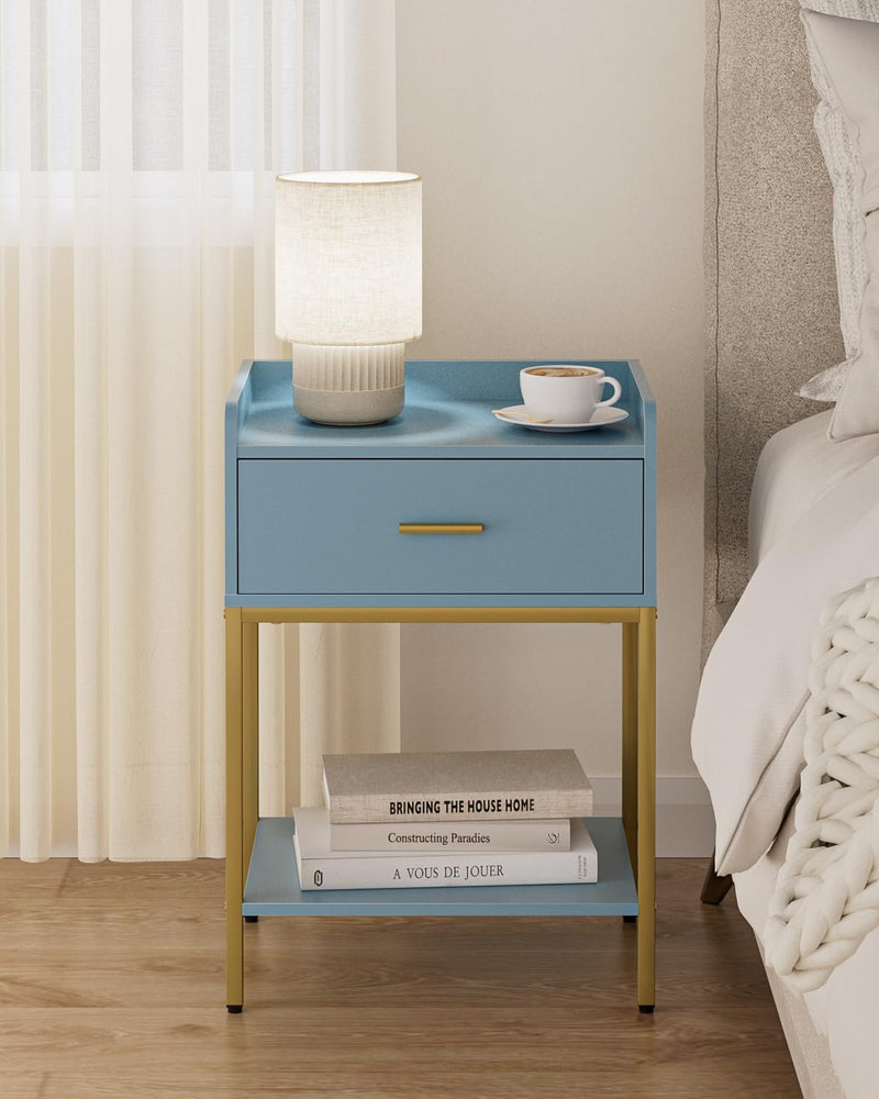 Bedside Table 3-Tier Cabinet with Storage Drawer