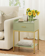 Bedside Table 3-Tier Cabinet with Storage Drawer