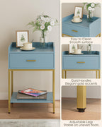 Bedside Table 3-Tier Cabinet with Storage Drawer
