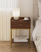 Bedside Table 3-Tier Cabinet with Storage Drawer