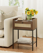 Bedside Table 3-Tier Cabinet with Storage Drawer