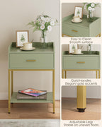 Bedside Table 3-Tier Cabinet with Storage Drawer