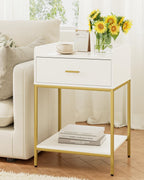 Bedside Table 3-Tier Cabinet with Storage Drawer