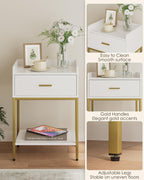 Bedside Table 3-Tier Cabinet with Storage Drawer