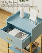 Bedside Table 3-Tier Cabinet with Storage Drawer