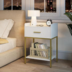 Bedside Table 3-Tier Cabinet with Storage Drawer