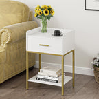 Bedside Table 3-Tier Cabinet with Storage Drawer