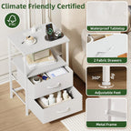Bedside Table Charging Station LED 2 Drawers Cabinet (Set of 2)