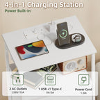 Bedside Table Charging Station LED 2 Drawers (Set of 2)