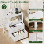 Bedside Table Charging Station LED 2 Drawers (Set of 2)