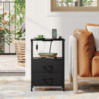 Bedside Table Charging Station LED 2 Drawers (Set of 2)