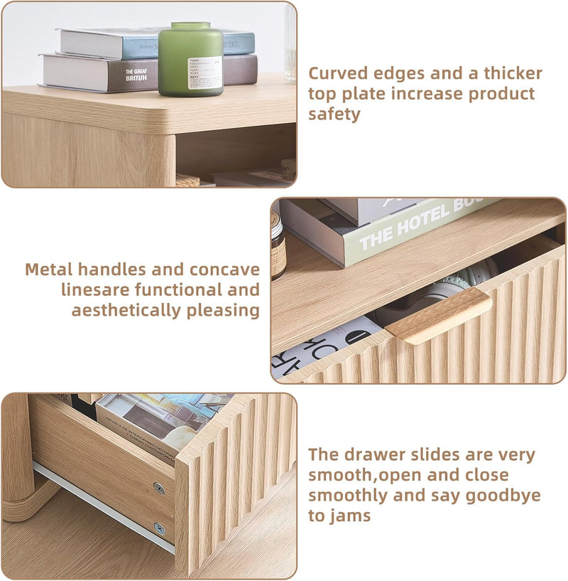 Bedside Table Farmhouse Side with 1 Drawer