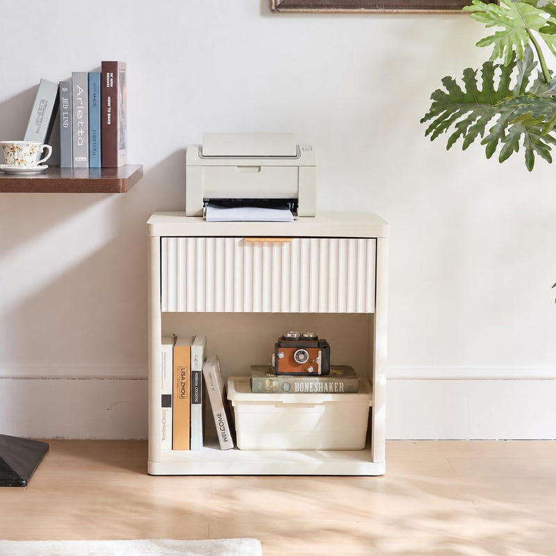 Bedside Table Farmhouse Side with 2 Drawers Natural