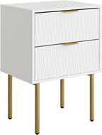 Bedside Table Fluted Nightstand with 2 Drawers Modern