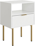 Bedside Table Fluted Nightstand with 2 Drawers Modern