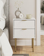 Bedside Table Fluted Nightstand with 2 Drawers Modern