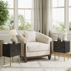 Bedside Table Fluted Nightstand with 2 Drawers Modern