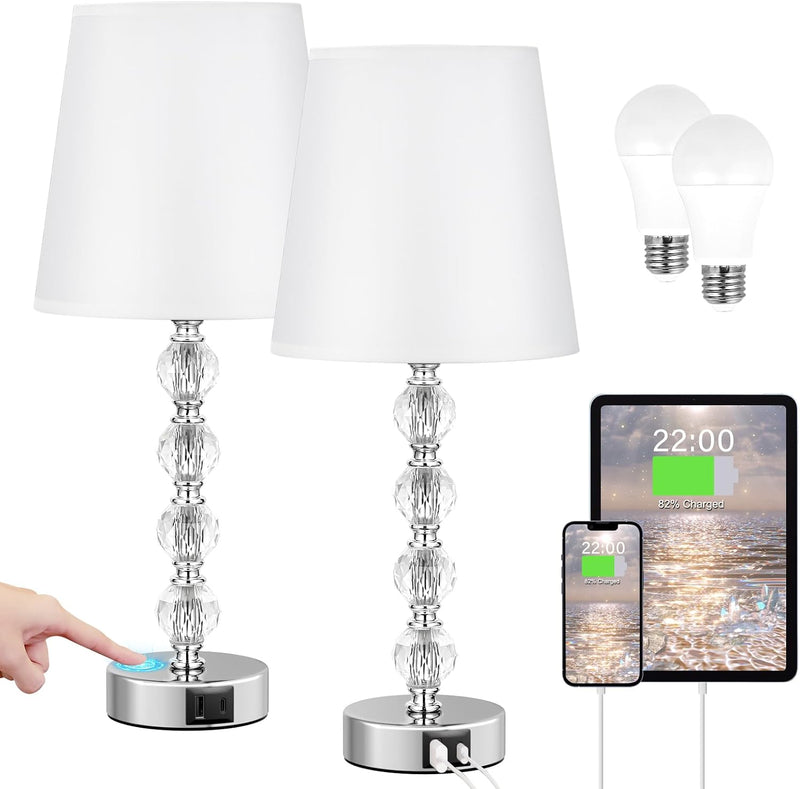Bedside Table Lamp Crystal Touch Lamps for Bedroom