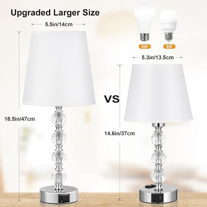 Bedside Table Lamp Crystal Touch Lamps for Bedroom