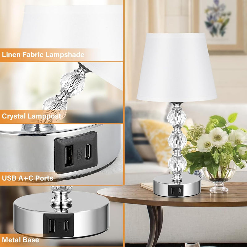 Bedside Table Lamp Crystal Touch Lamps for Bedroom