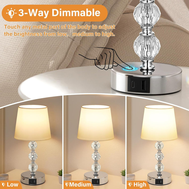 Bedside Table Lamp Crystal Touch Lamps for Bedroom
