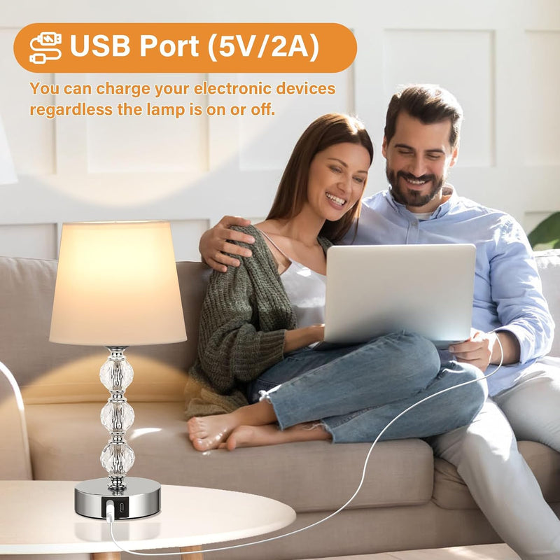 Bedside Table Lamp Crystal Touch Lamps for Bedroom