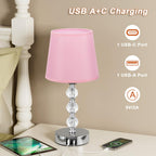 Bedside Table Lamp Crystal Touch Lamps with USB