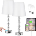 Bedside Table Lamp Crystal Touch Lamps with USB