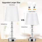 Bedside Table Lamp Crystal Touch Lamps with USB