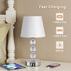 Bedside Table Lamp Crystal Touch Lamps with USB