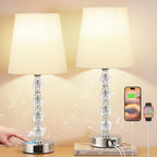 Bedside Table Lamp Crystal Touch Lamps with USB