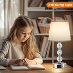 Bedside Table Lamp Crystal Touch Lamps with USB