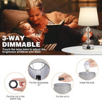 Bedside Table Lamp Crystal Touch Lamps with USB