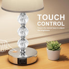 Bedside Table Lamp Crystal Touch Lamps with USB