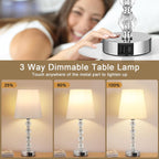Bedside Table Lamp Crystal Touch Lamps with USB