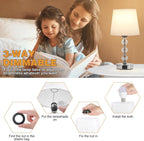 Bedside Table Lamp Crystal Touch Lamps with USB