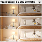 Bedside Table Lamp Crystal Touch Lamps with USB