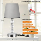 Bedside Table Lamp Crystal Touch Lamps with USB
