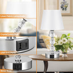 Bedside Table Lamp Crystal Touch Lamps with USB