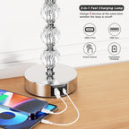 Bedside Table Lamp Crystal Touch Lamps with USB