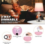 Bedside Table Lamp Crystal Touch Lamps with USB