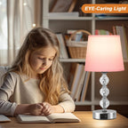Bedside Table Lamp Crystal Touch Lamps with USB