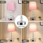 Bedside Table Lamp Crystal Touch Lamps with USB