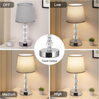 Bedside Table Lamp Crystal Touch Lamps with USB