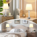 Bedside Table Lamp Crystal Touch Lamps with USB
