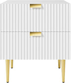 Bedside Table Nightstand with 2 Drawers Leg
