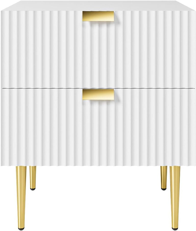 Bedside Table Nightstand with 2 Drawers Leg
