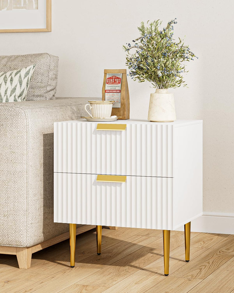 Bedside Table Nightstand with 2 Drawers Leg