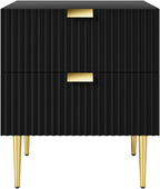 Bedside Table Nightstand with 2 Drawers Leg Modern