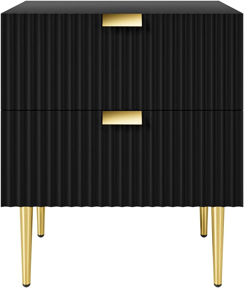 Bedside Table Nightstand with 2 Drawers Leg Modern
